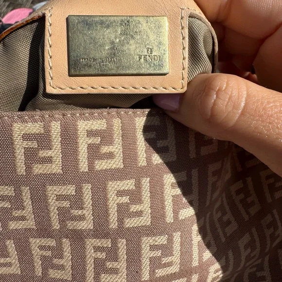 Fendi Zucca Mama Baguette Pink Canvas Shoulder Bag FF Logo Authentic Vintage - Picture 11 of 11